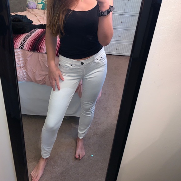 J. Crew Mid-Rise White Skinny Jeans Signature Stretch Sz 25/28 - Picture 2 of 7